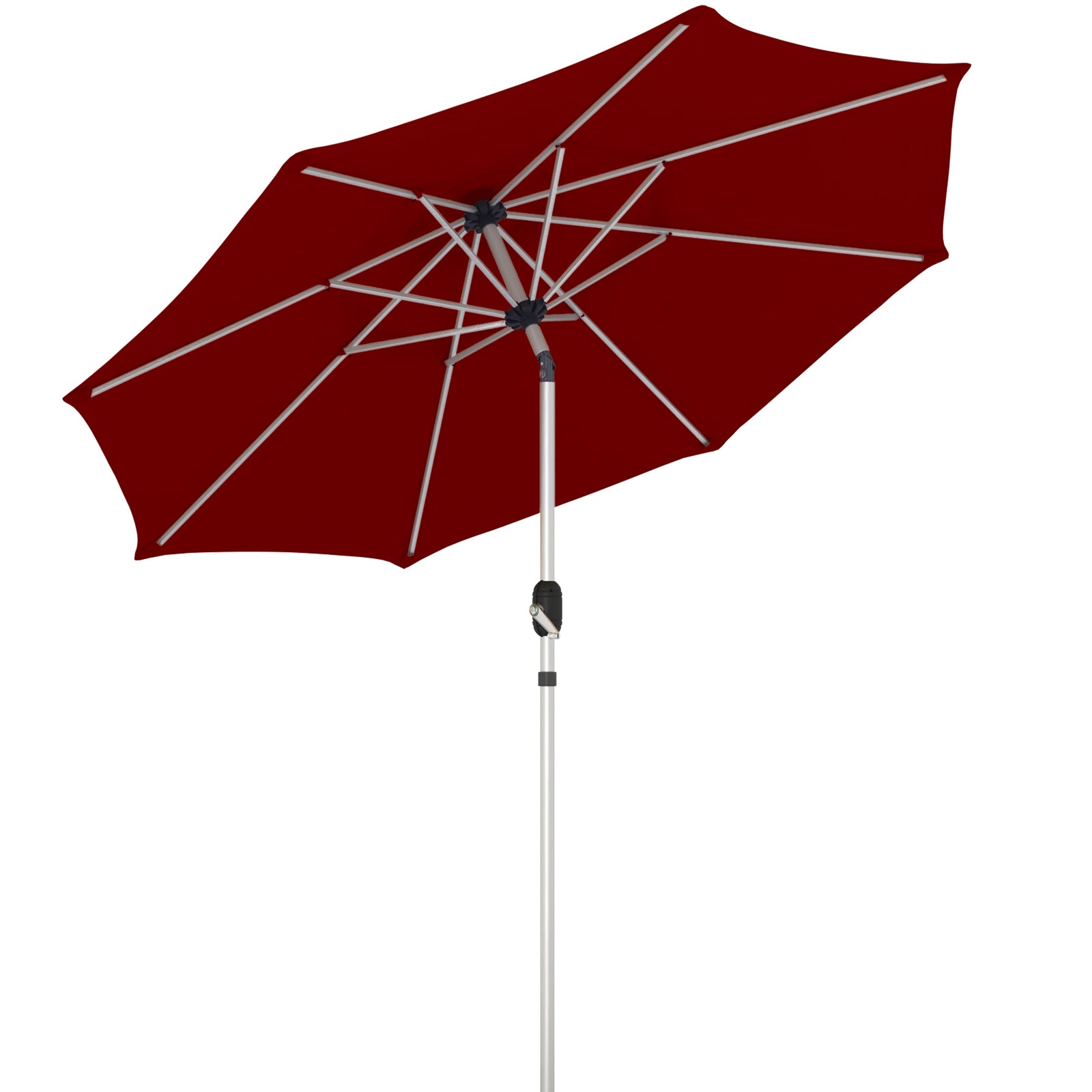 Homrest 9FT 3-Tier Aluminum Patio Umbrella, Fade-Resistant with Push Tilt, 8 Sturdy Aluminum Ribs,Burgundy