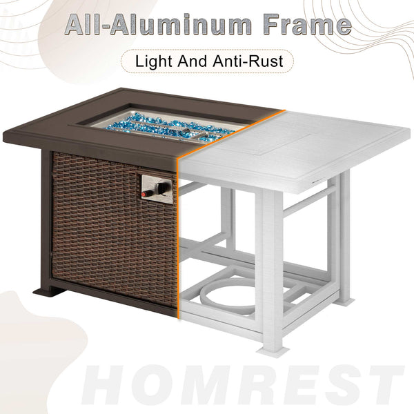  The aluminu frame of out patio fire pit table is light and anti-rust. | Homrest furniture