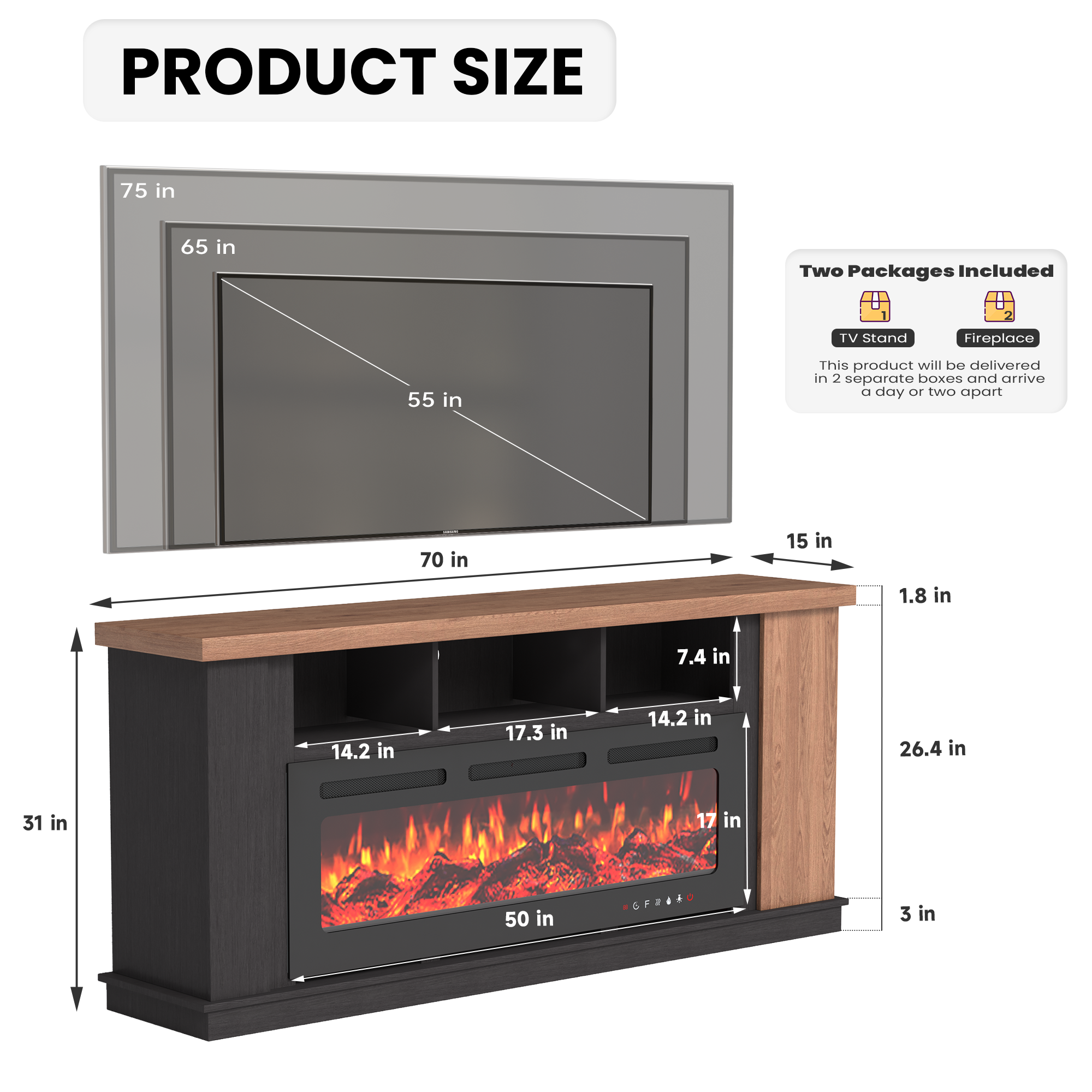 black-fireplace-tv-stand​
