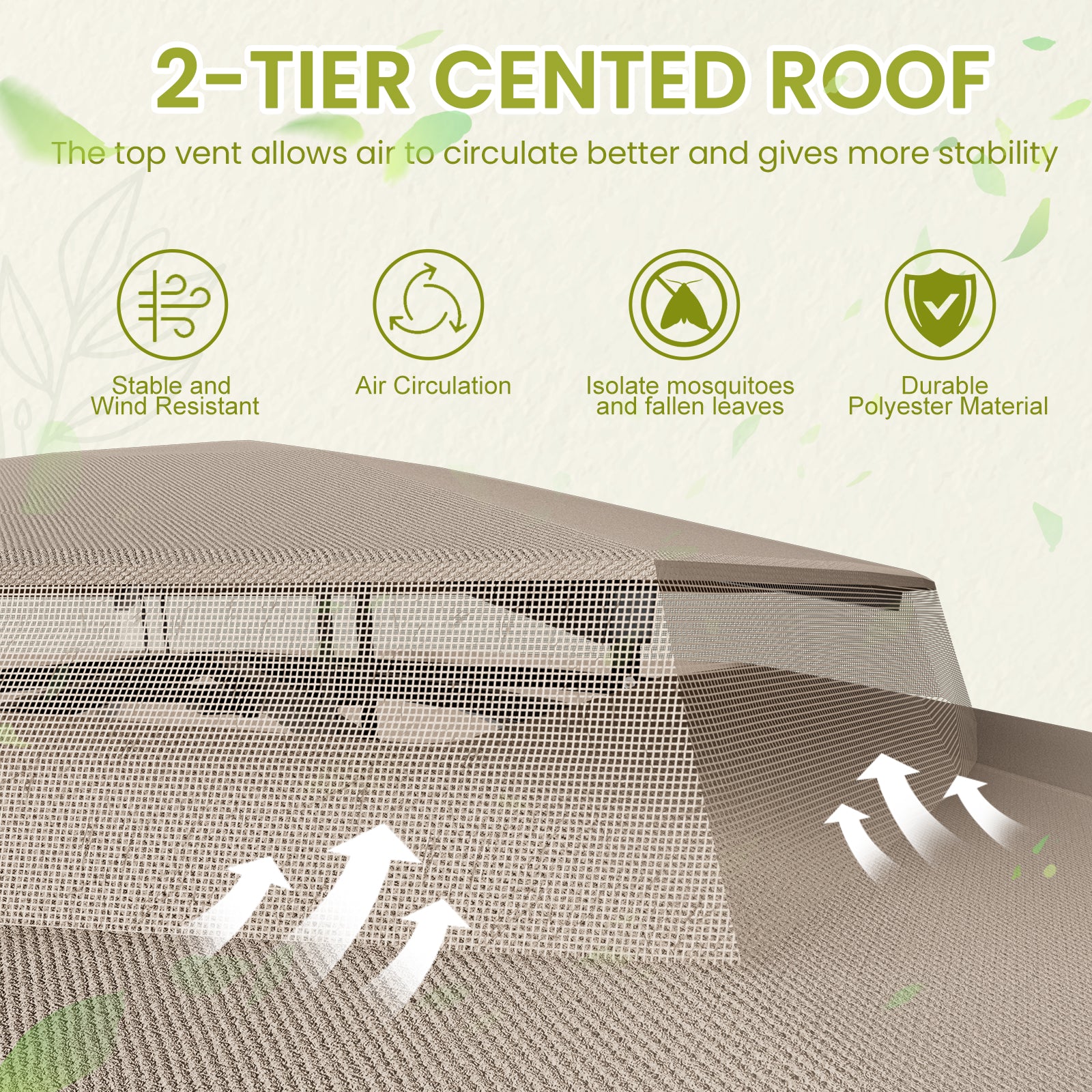 Outdoor Patio Gazebo 10'x13' with Double Curved Roofs, Heavy Duty Party Tent & Shelter, Mosquito Nettings and Privacy Screens patio canopy outdoor waterproof for Backyard, Garden, Lawn, Yellow