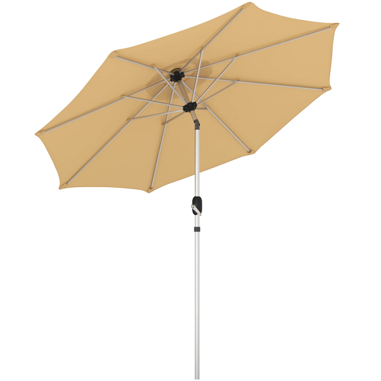 Homrest 9FT Aluminum Patio Umbrella, Fade-Resistant with Push Tilt, 8 Sturdy Aluminum Ribs Beige