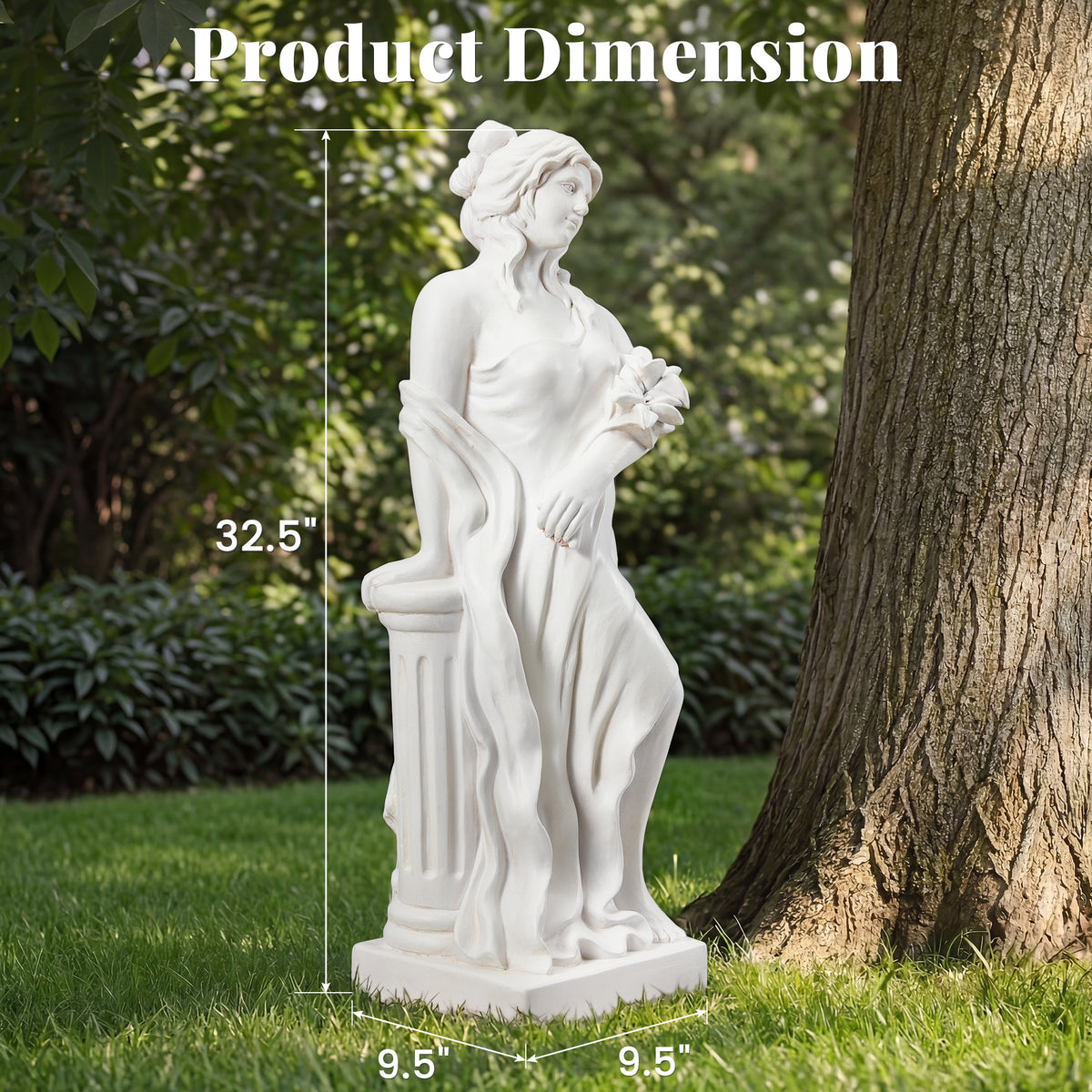 HOMREST Adalberta Weather-Resistant Magnesium Oxide Religious Statue, 32.5" H X 9.5'' W X 9.5'' D