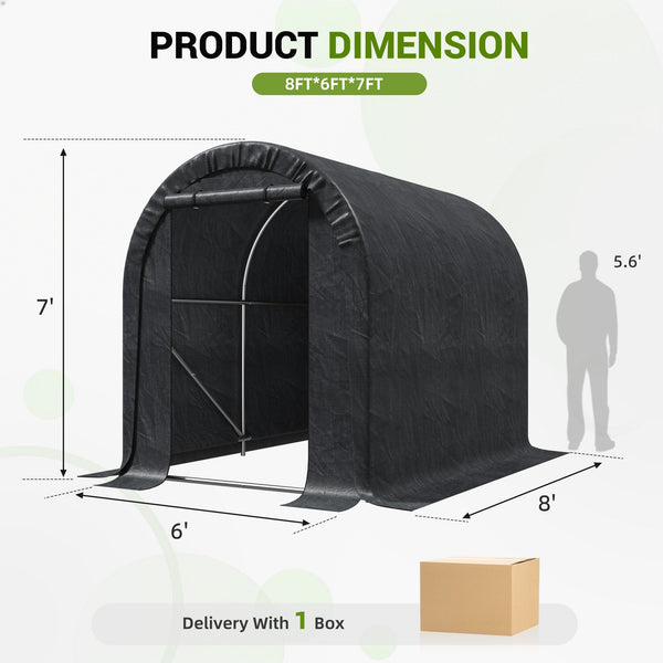 HOMREST 6.3 ft. W x 8 ft. D Portable Tool Shed , Storage Tent