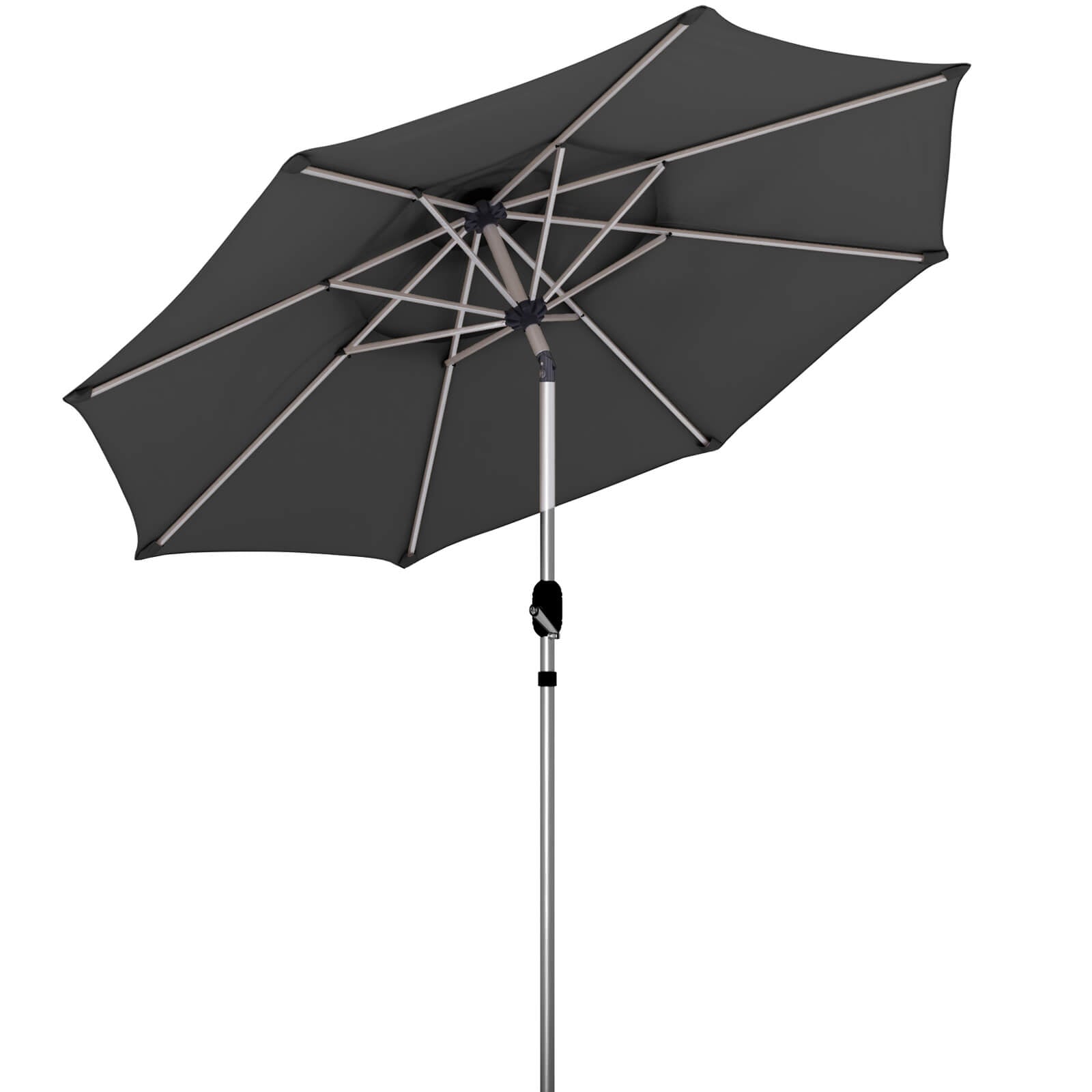 Homrest 9FT 3-Tier Aluminum Patio Umbrella, Fade-Resistant with Push Tilt, 8 Sturdy Aluminum Ribs,Grey
