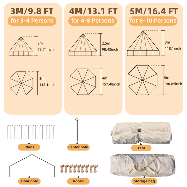 HOMREST 8-10 Person Yurt Tent House with Stove Jack – 16.4FT