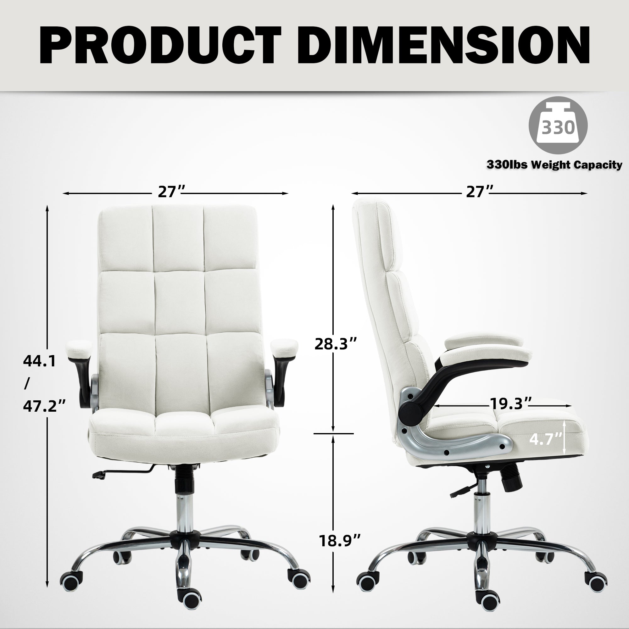 Homrest Ergonomic Flannel Desk Chair with Flip-Up Arms - Beige