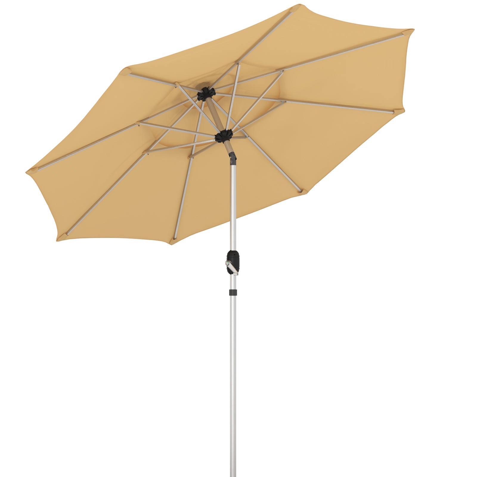 Homrest 9FT 3-Tier Aluminum Patio Umbrella, Fade-Resistant with Push Tilt, 8 Sturdy Aluminum Ribs,Beige