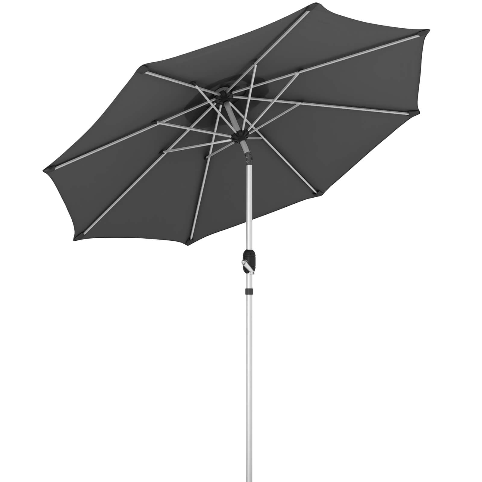 Homrest 9FT Aluminum Patio Umbrella, Fade-Resistant with Push Tilt, 8 Sturdy Aluminum Ribs Grey