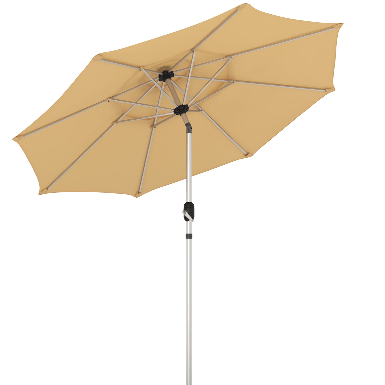 HOMREST 10FT 3-Tier Aluminum Outdoor Patio Umbrella with Push Button Tilt Function, Beige