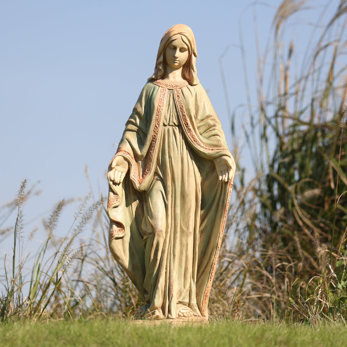 HOMREST Virgin Mary Garden Statue Outdoor 31.5” – Large Praying Holy Madonna Resin Sculpture, Blessed Mother of God Catholic Saint Yard & Lawn Religious Decor
