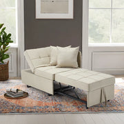 HOMREST 3 IN 1 Futon Sofa Bed Convertible Recliner Lounge for Living Room with Reclining Backrest, Linen, Beige