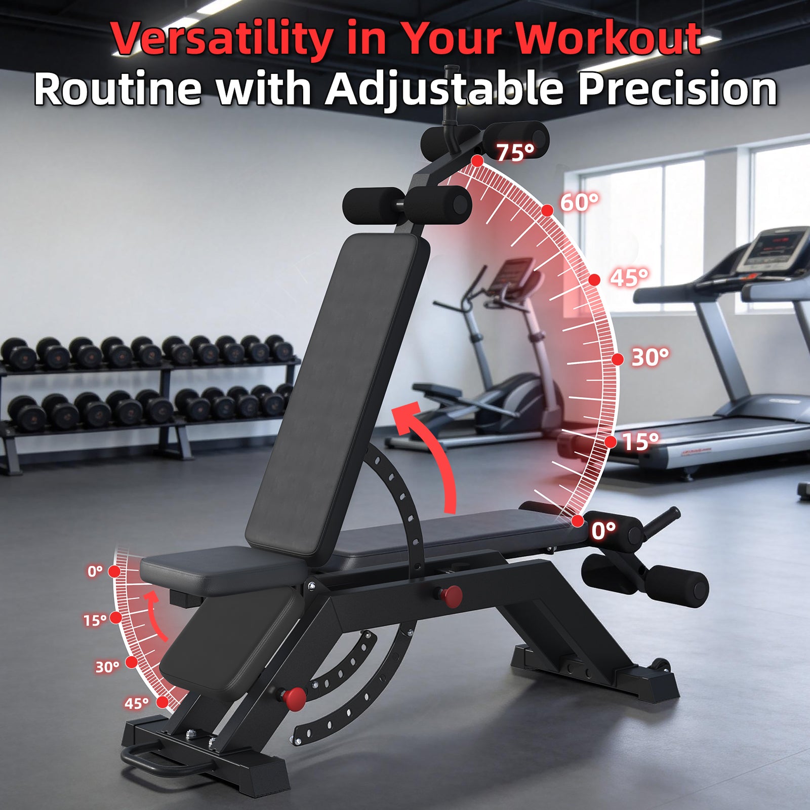 HOMREST Adjustable Incline Decline Weight Bench for Home Gym, 1000LBS FID Ab Workout Bench with Leg Roller Attachment and Handle