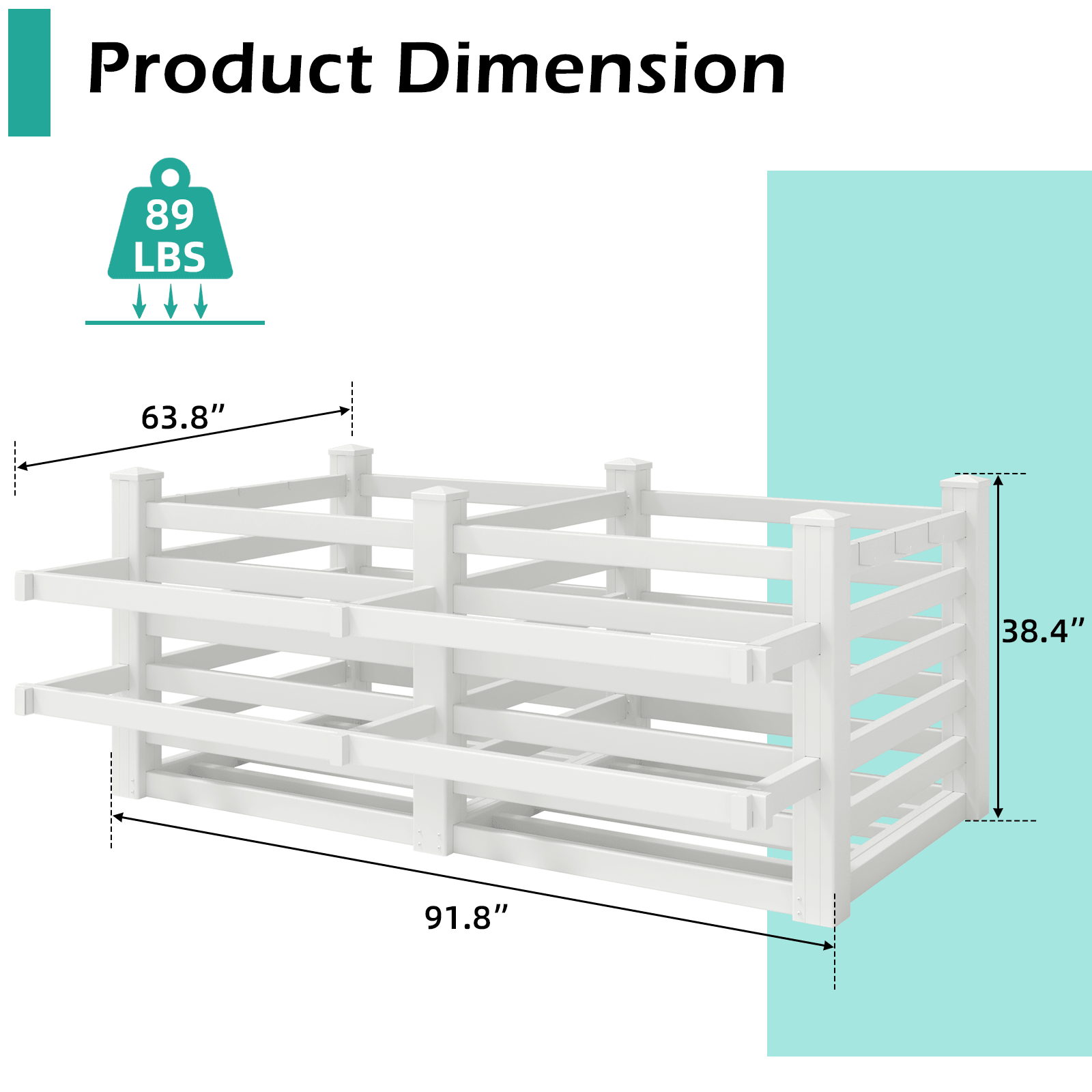 HOMREST 64" W x 92" L x 38" H Extra Large Pool Storage Organizer with Hooks, Waterproof Float Storage Bin, White