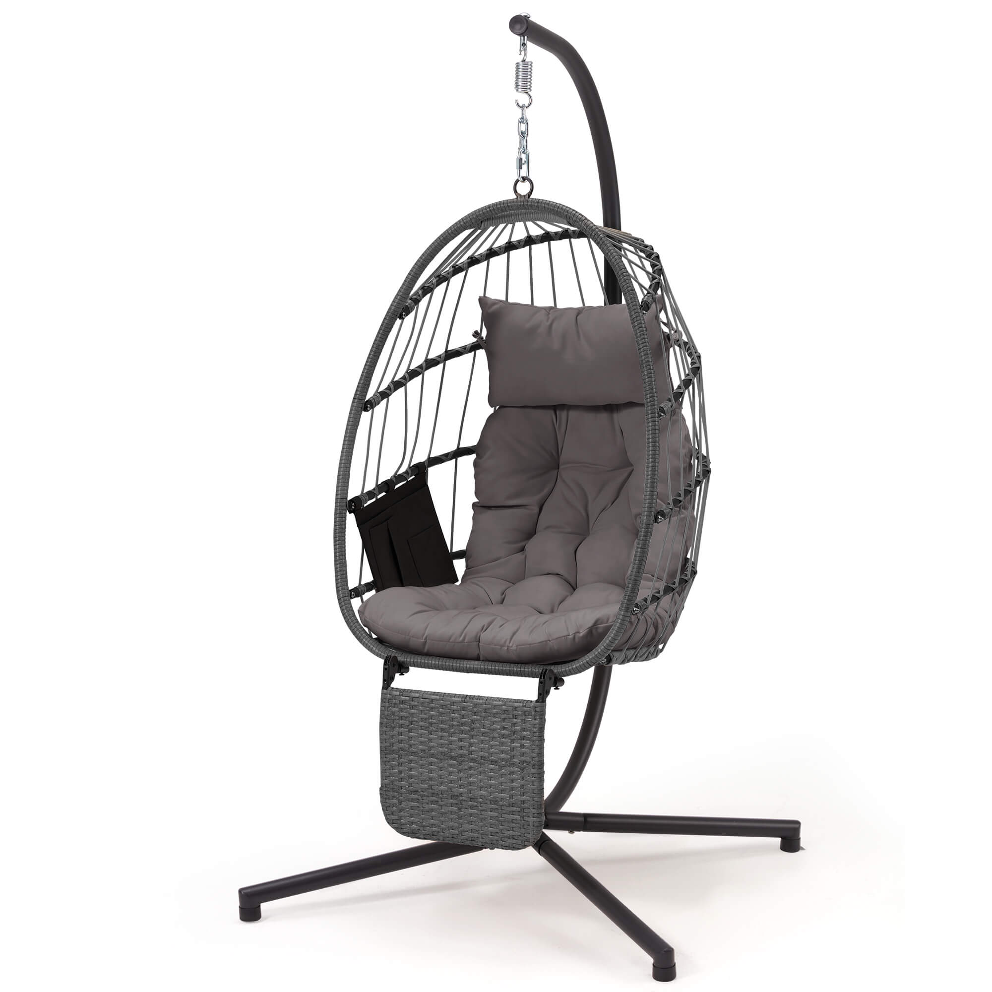 HOMREST Hanging Egg Chair with Stand & Removable Leg Rest, Hammock Chair for Patio, Bedroom, Gray
