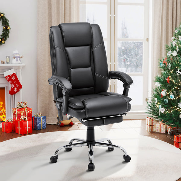 Ergonomic Adjustable Height Massage and Heated Executive Office Chair Black