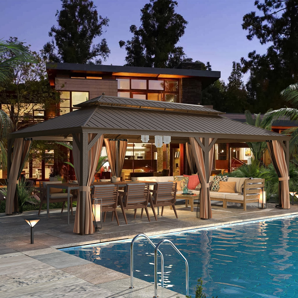 HOMREST 14X24 Hardtop Privacy Gazebo with Insect Screen