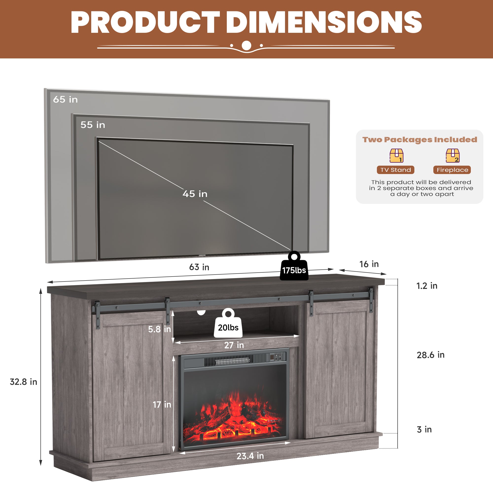 rustic-tv-stand-with-electric-fireplace​