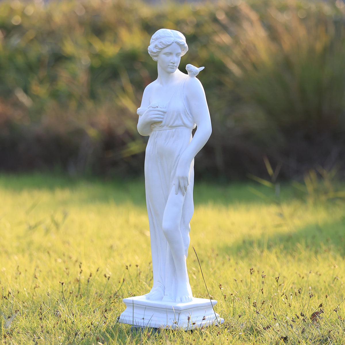 HOMREST Outdoor Garden Statue, 31.5-Inch Greek Nymph Sculpture in Roman Style, Elegant Goddess Figurine for Patio, Yard, Lawn & Porch Decor, Resin, Ivory