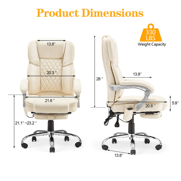 Product dimensions of Homrest ergonomic office chairs. 