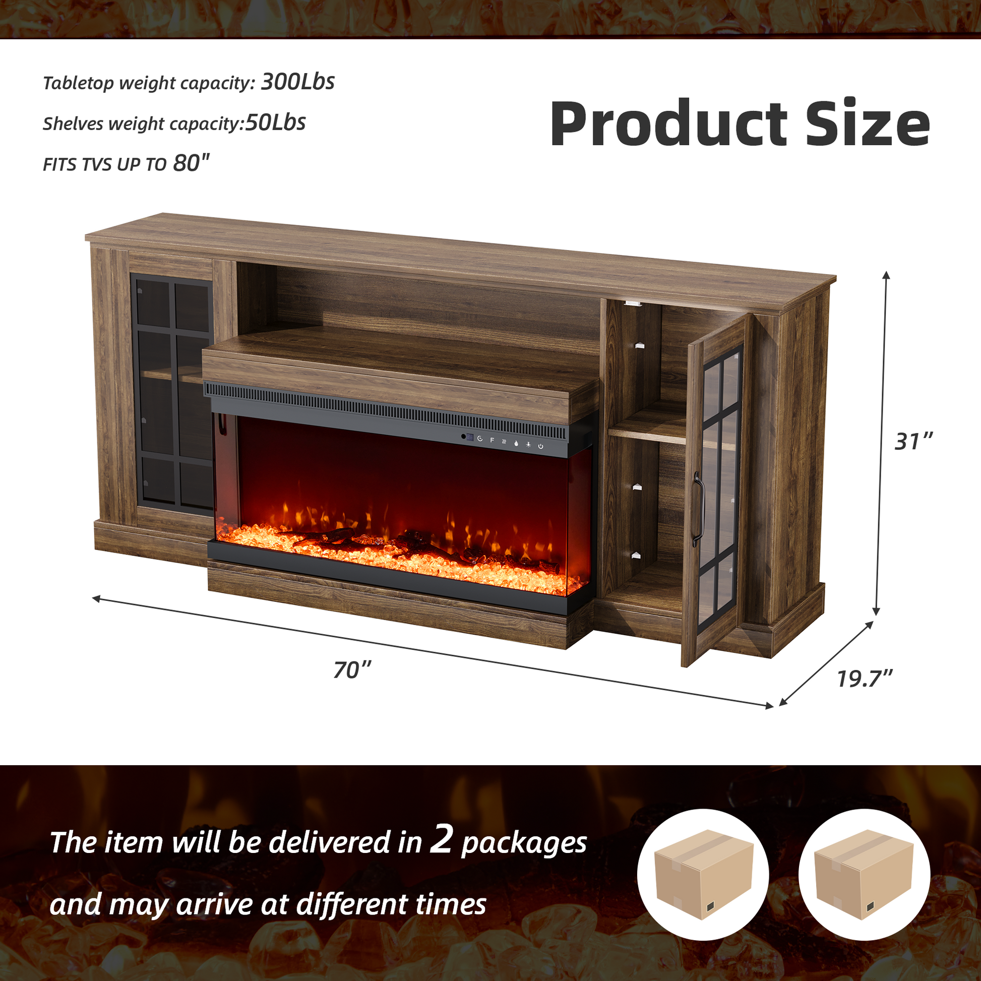 brown-tv-stand-with-fireplace​