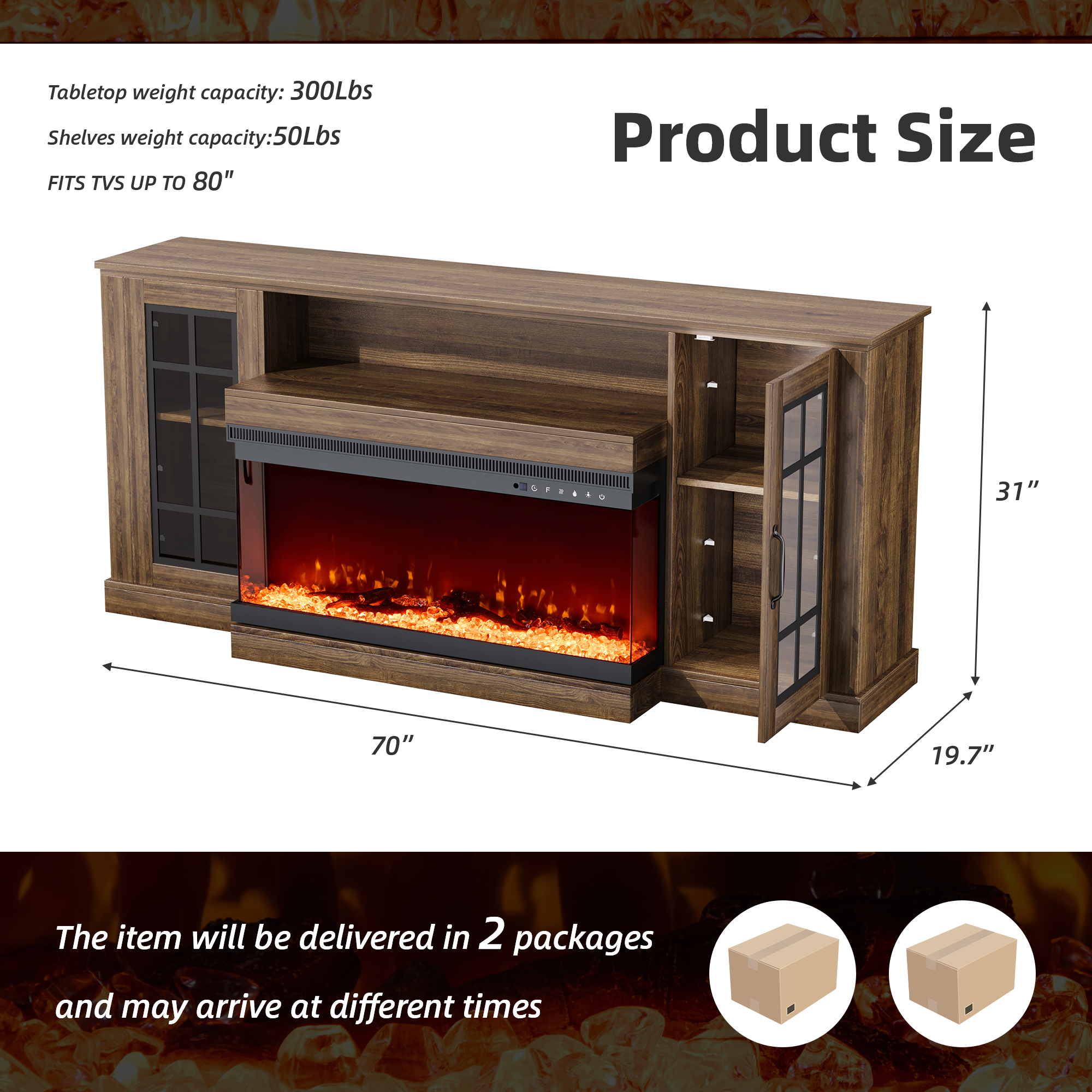 brown-tv-stand-with-fireplace​