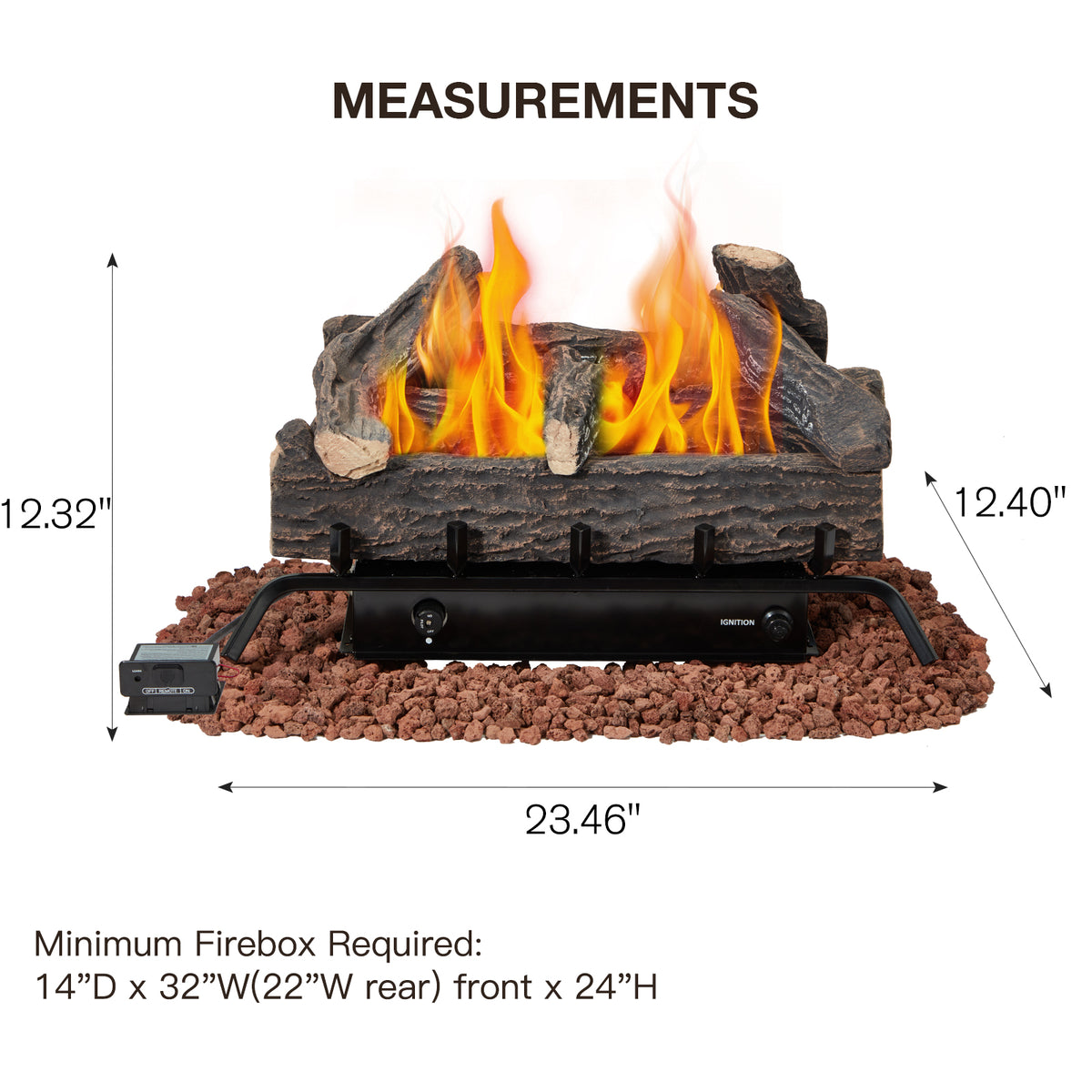 HOMREST 24 Inch Ventless Fireplace Logs Set, Only Used for LP/Propane, Brown