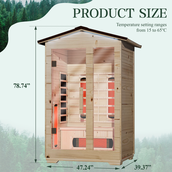 HOMREST 2 Person Outdoor Sauna with Full-spectrum Heaters