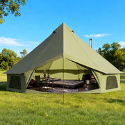 HOMREST Bell Tent for Family Camping, 16.4 FT Yurt Tent with Stove Jack, 4 Season Oxford Tents for Outdoor Party, Hot Tent Shelter Fits 3-4 People
