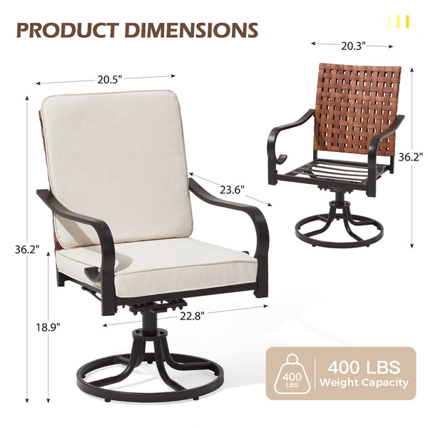 HOMREST Swivel Patio Chairs Set of 2, Heavy Duty Outdoor Dining Chairs, Beige