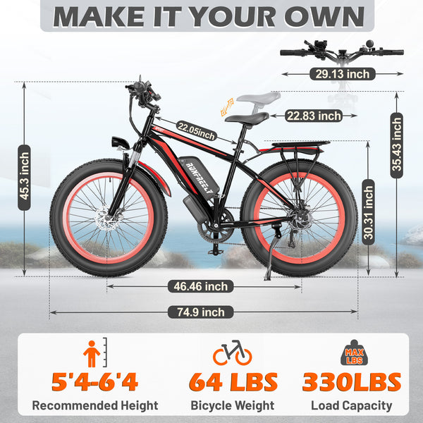HOMREST Electric Bike for Adults,1500/3000W Peak Motor, 26