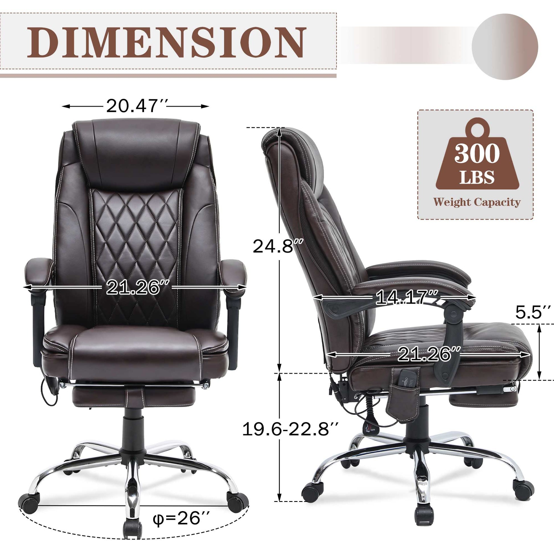 Dimension of Homrest black office chair. | Homrest furniture