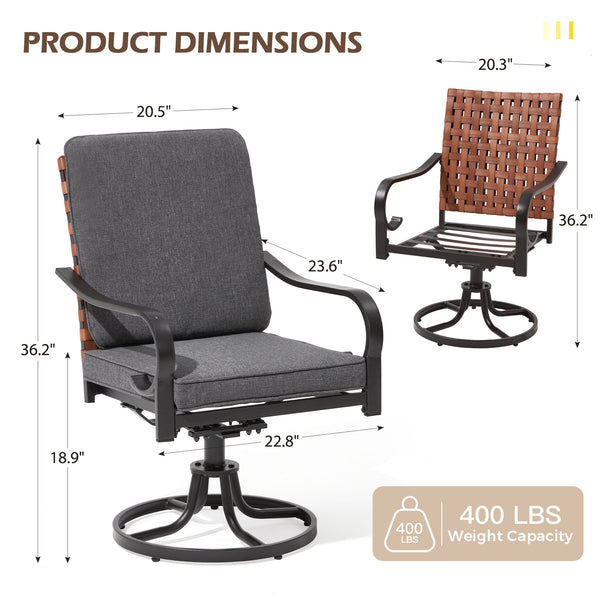 HOMREST Swivel Patio Chairs Set of 2, Heavy Duty Outdoor Dining Chairs, Gray
