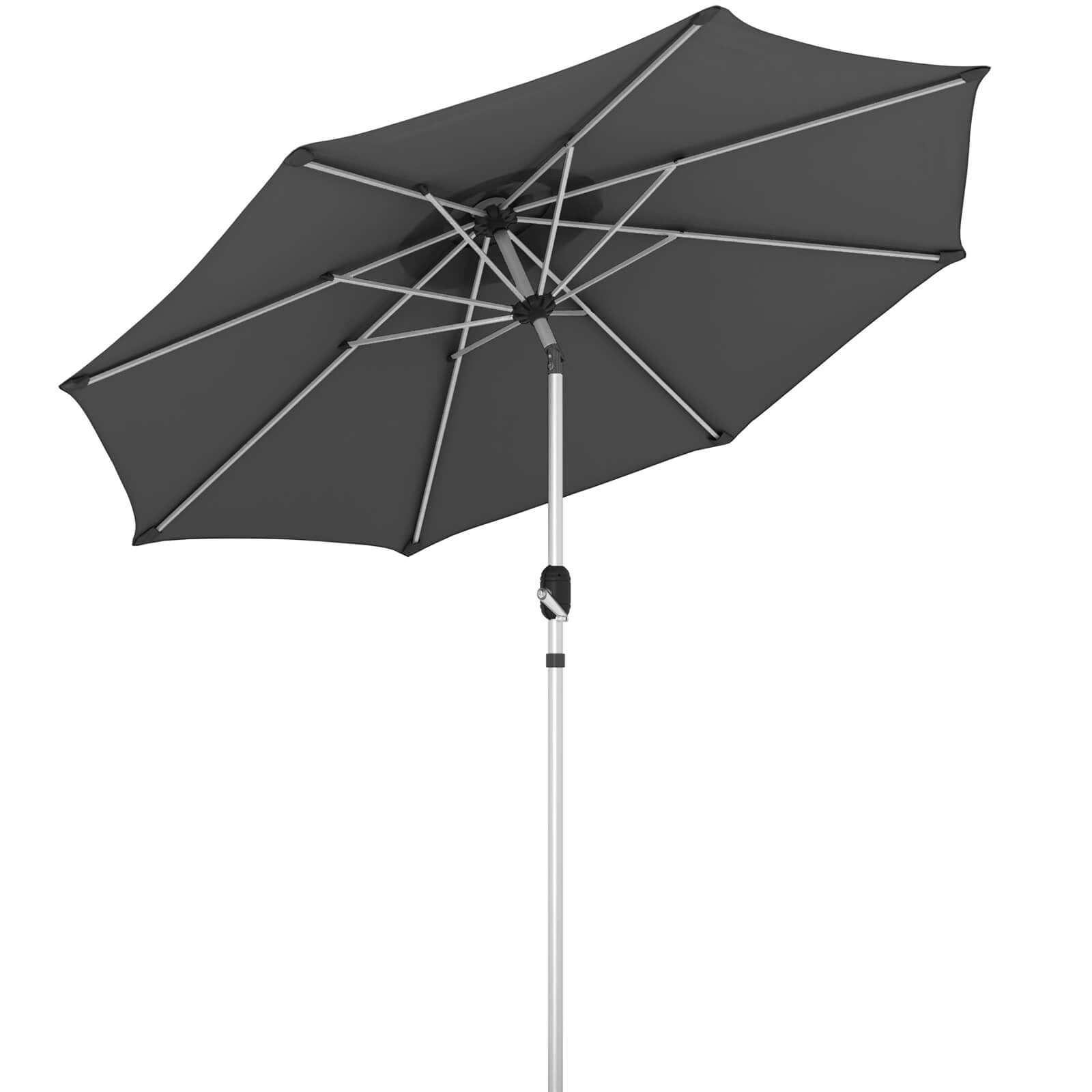 HOMREST 10FT Aluminum Outdoor Patio Umbrella with Push Button Tilt Function, Grey
