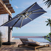 HOMREST 10 X 10 Outdoor Weather-resistant Umbrella with LED Lighting(Base Excluded)  - Navy