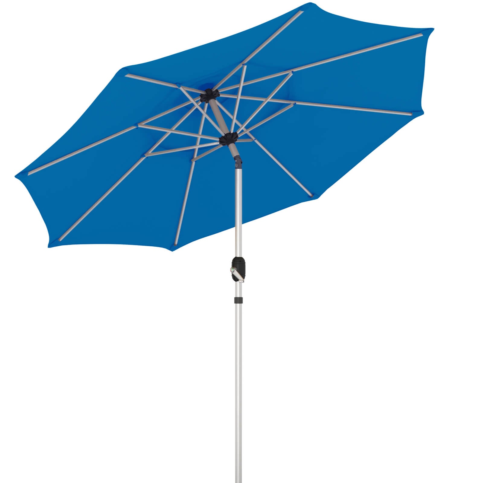 HOMREST 10FT 3-Tier Aluminum Outdoor Patio Umbrella with Push Button Tilt Function, Royal Blue