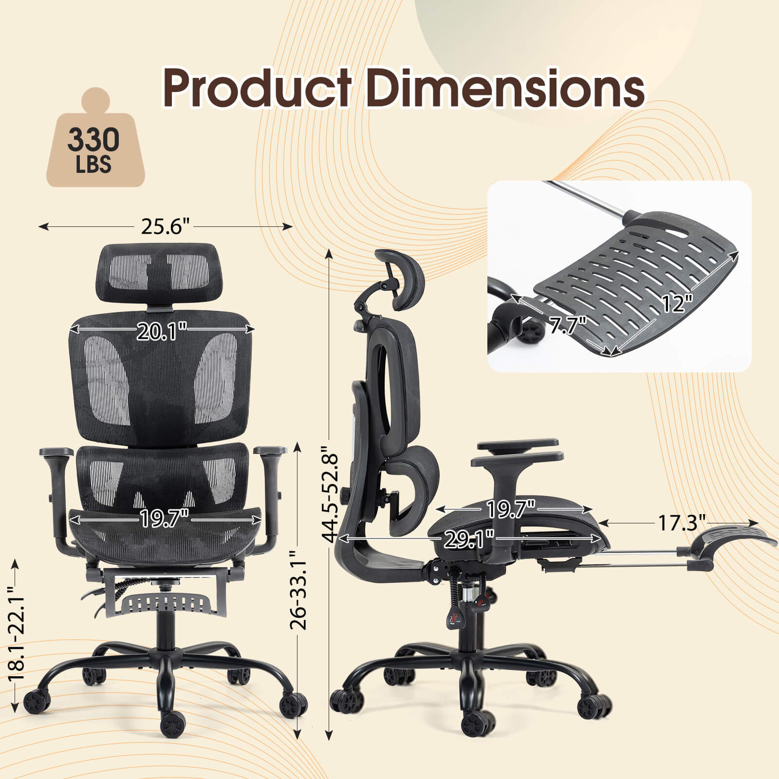 Homrest Lounge-Style Ergonomic Mesh Chair – Black