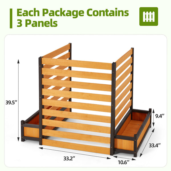 HOMREST No-Dig Privacy Fence with Planter Box - 3 Panels, 33