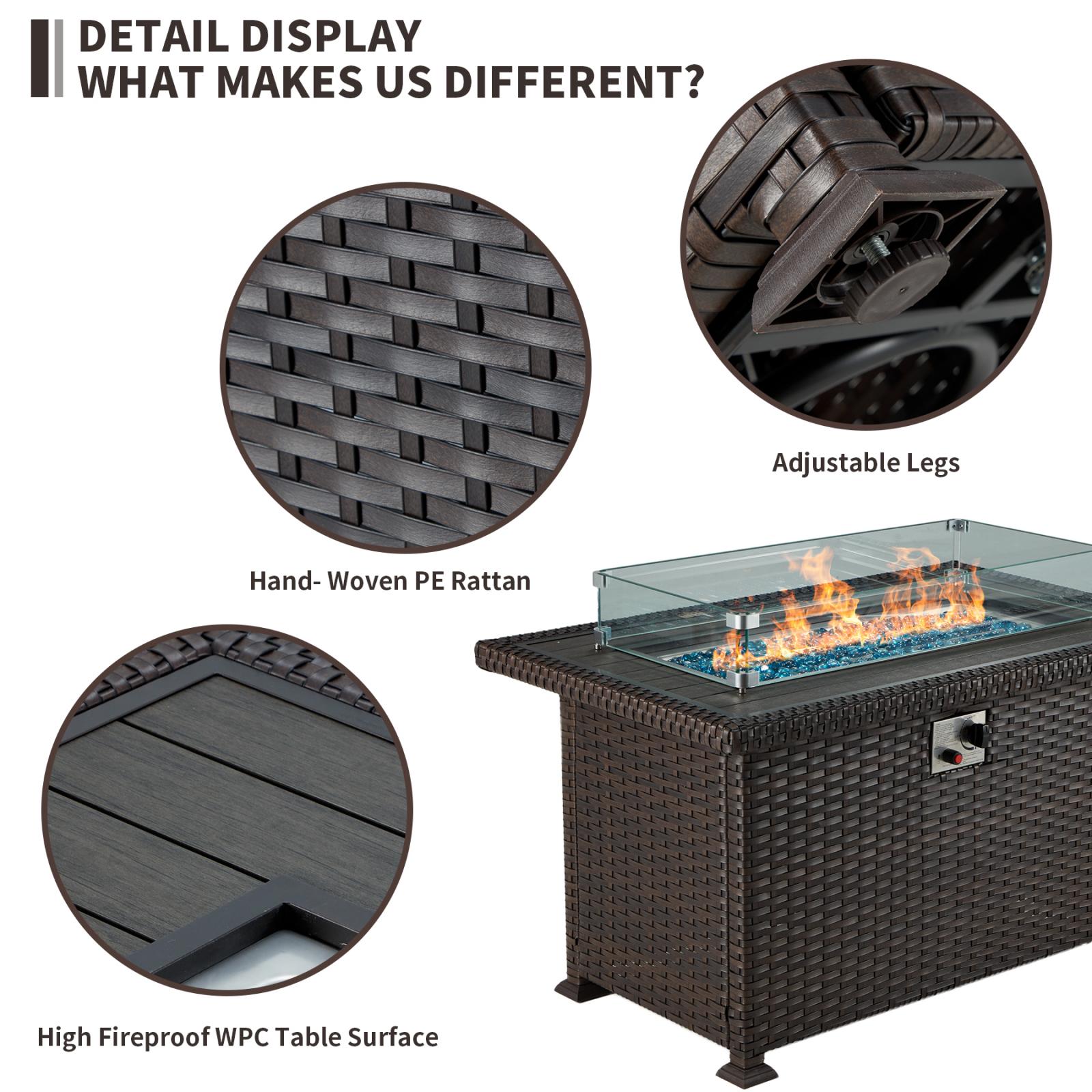 Homrest outdoor fire pit table for party and decoration, brown