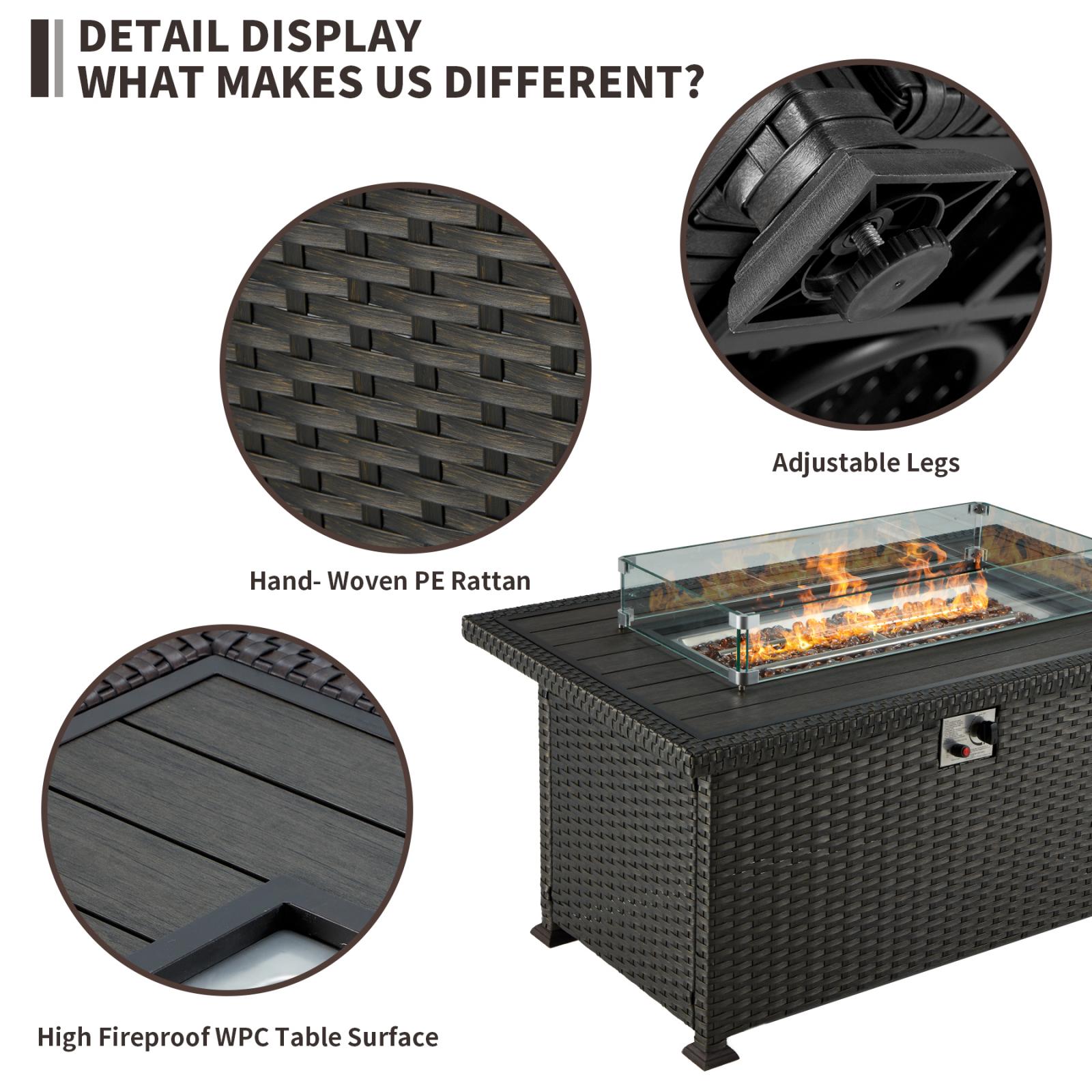 Homrest outdoor fire pit table for porch, garden and poolside, black