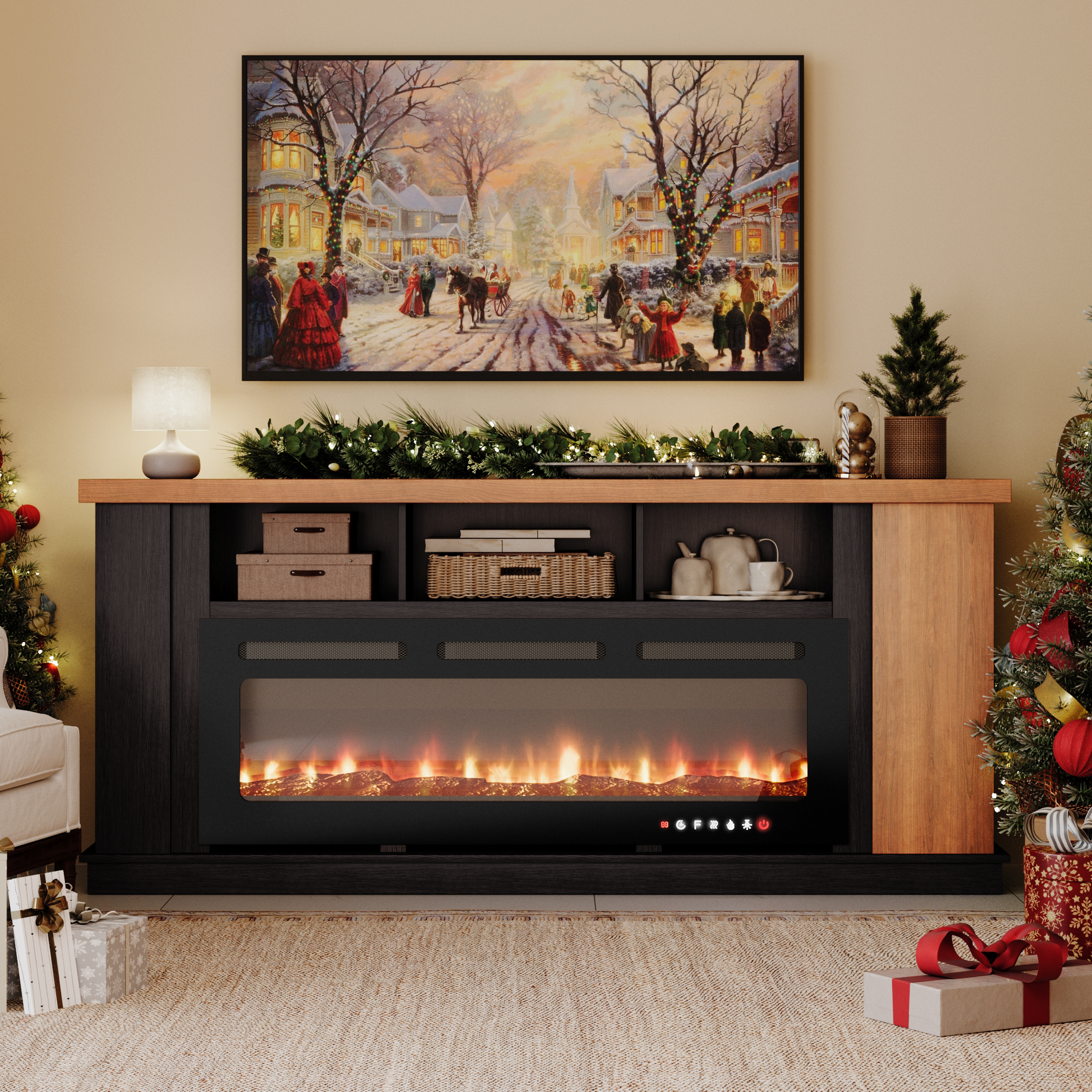 black-fireplace-tv-stand​