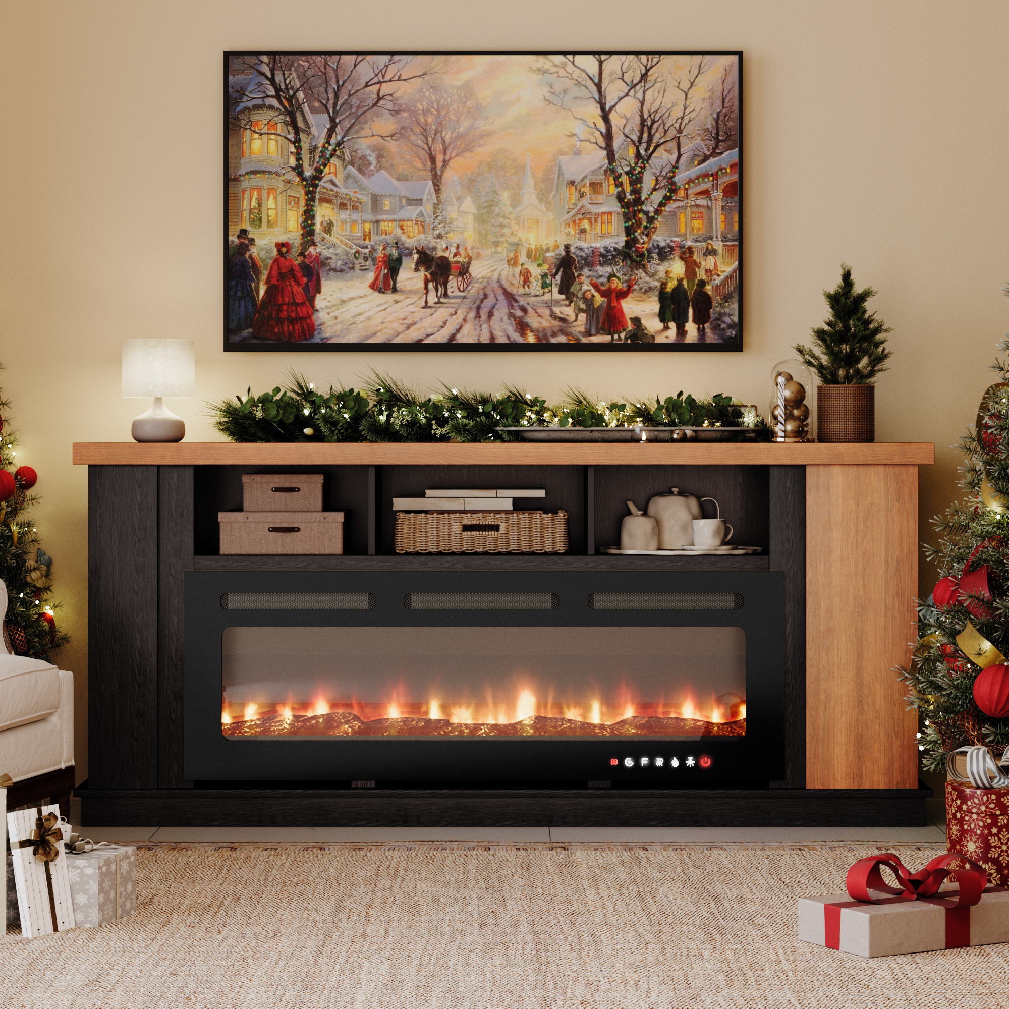 black-fireplace-tv-stand​