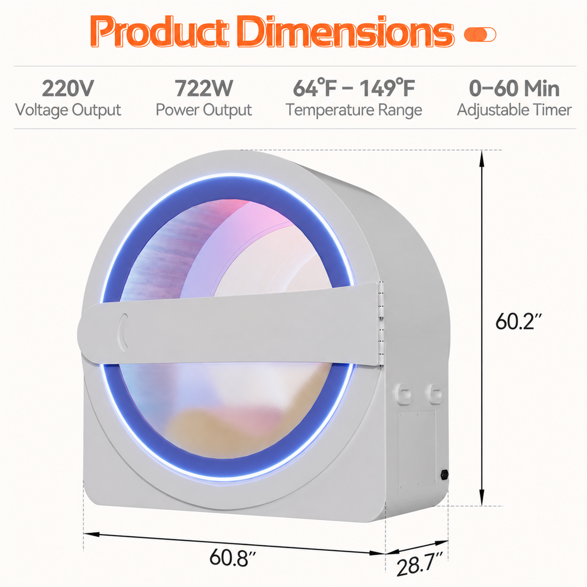 HOMREST Space-Capsule Infrared Sauna with Lounger & Dual-Wave Beauty Light|Pre-Order