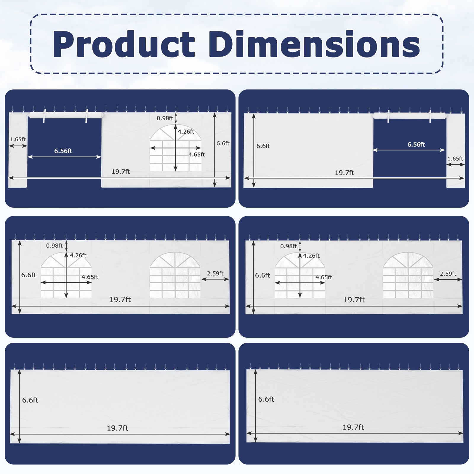 HOMREST 20x40ft 350G PVC Sidewalls (Please check with customer service before purchasing to confirm compatibility)
