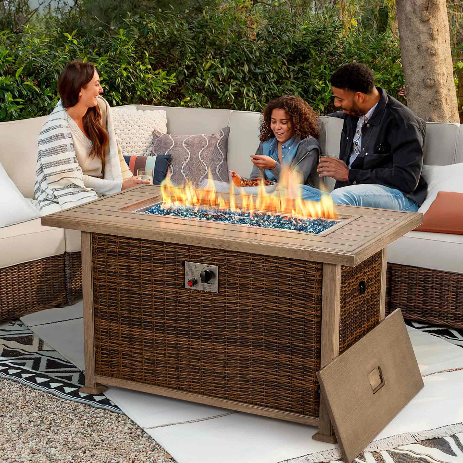 Homrest outdoor fire pit table for camping, party and decoration, brown
