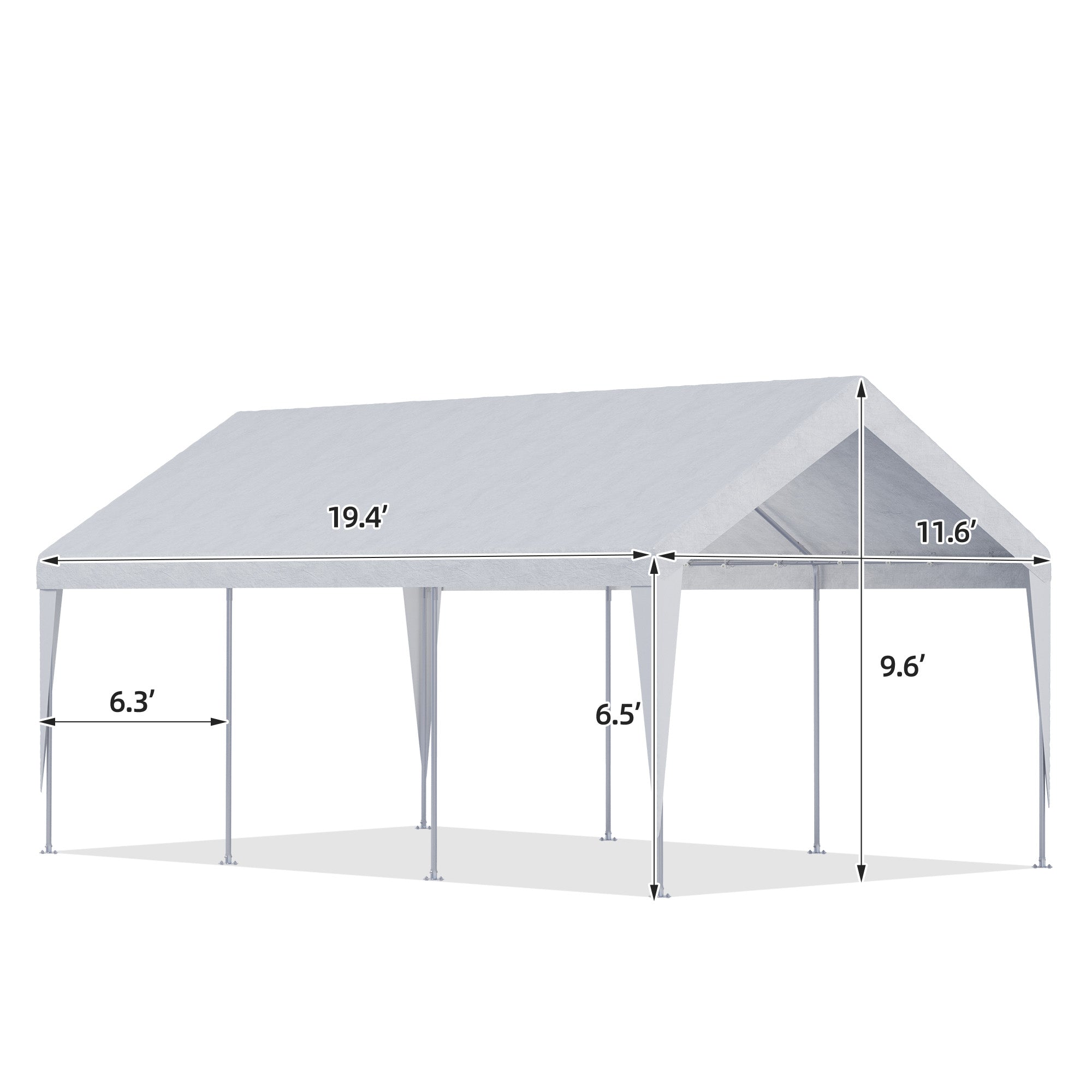 HOMREST Carports 12x20 heavy duty, Rainproof & UV Protected Garage Top Tarp Shelter Cover, Outdoor Portable Garage for Car, Boat Tent, White