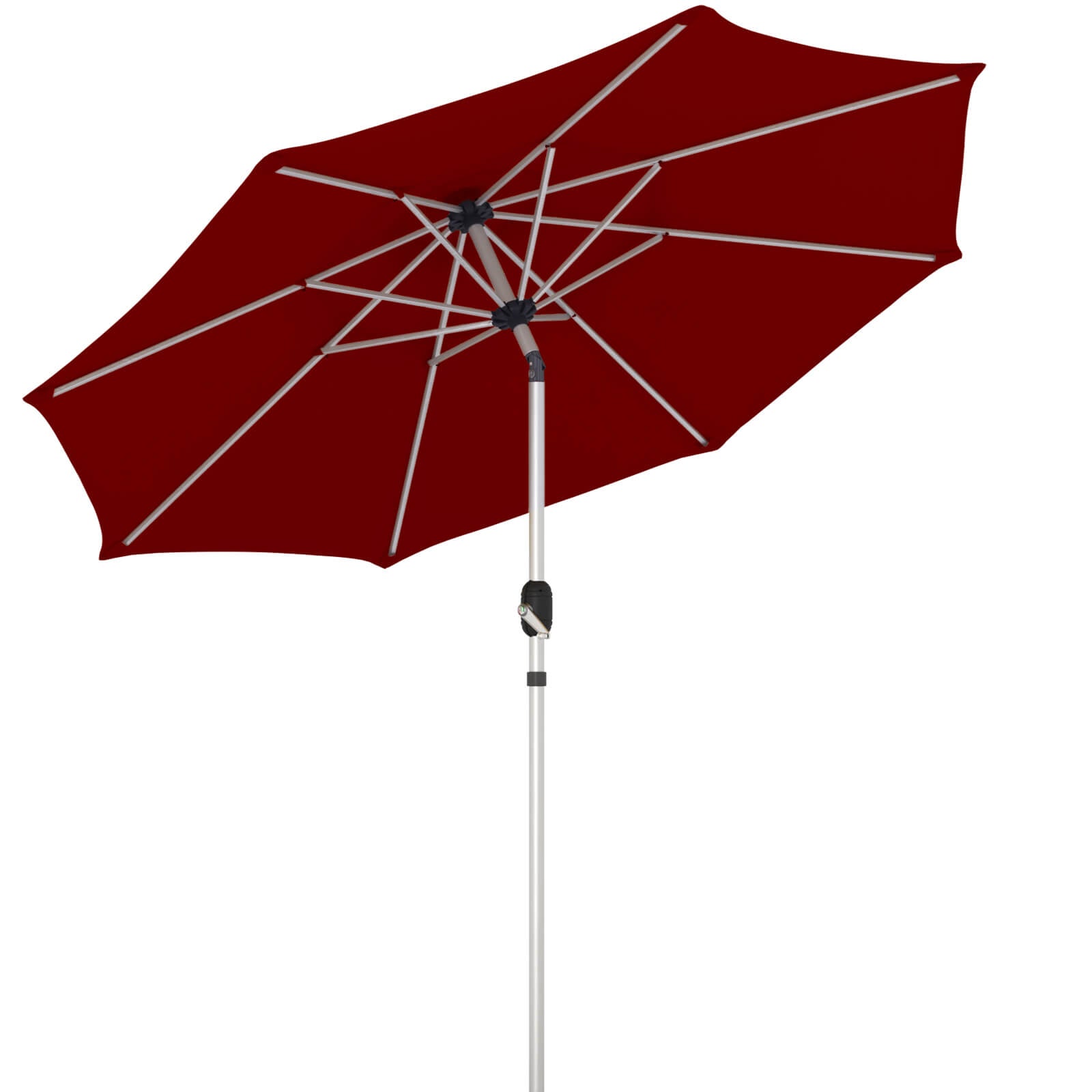 HOMREST 10FT 3-Tier Aluminum Outdoor Patio Umbrella with Push Button Tilt Function, Burgundy