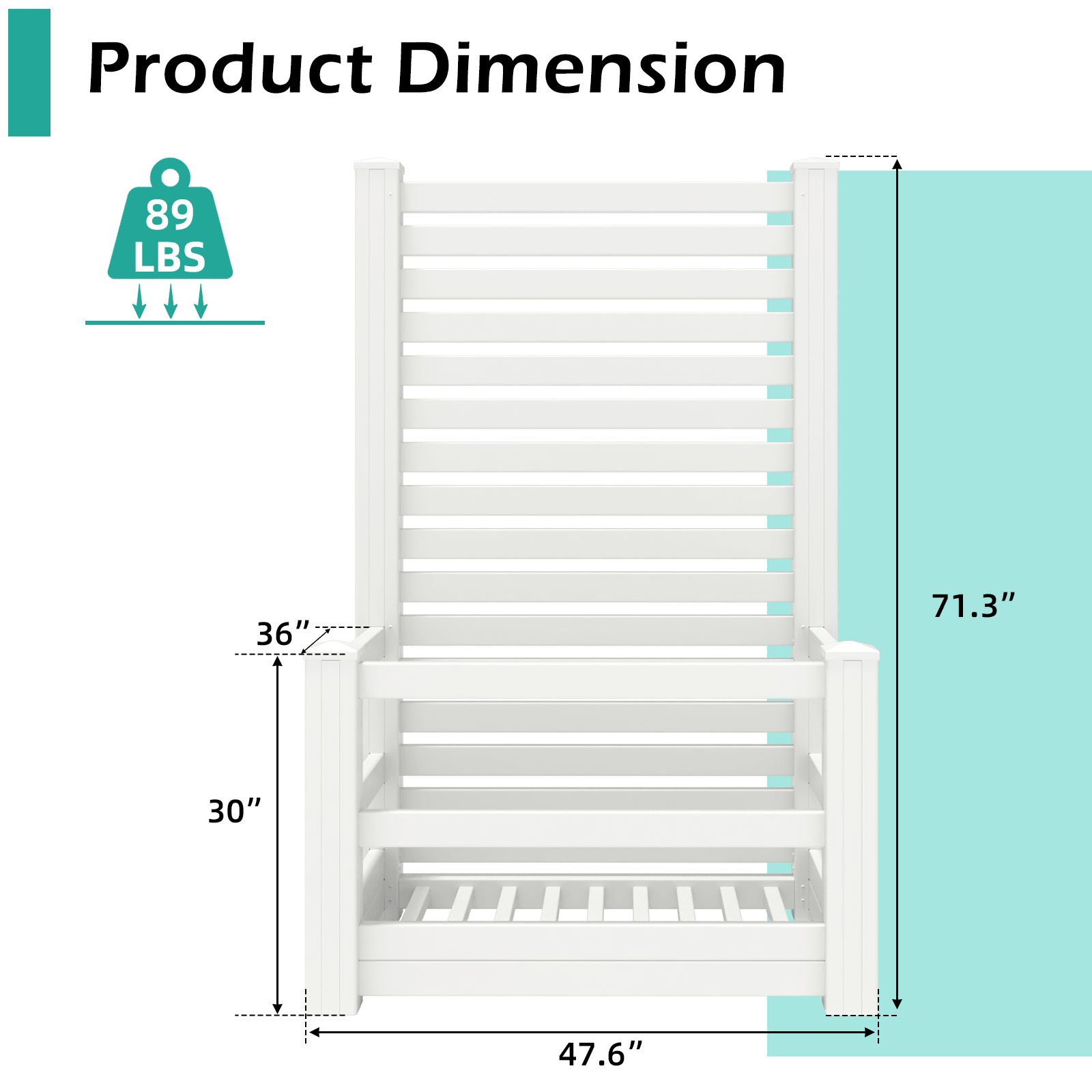 HOMREST 71" H Privacy Screen Pool Storage Organizer, Freestanding Pool Float Holder Replaces Deck Box, White