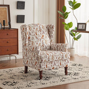 HOMREST Fabric Accent Chair, Modern Upholstered Armchair, Orange Leaves