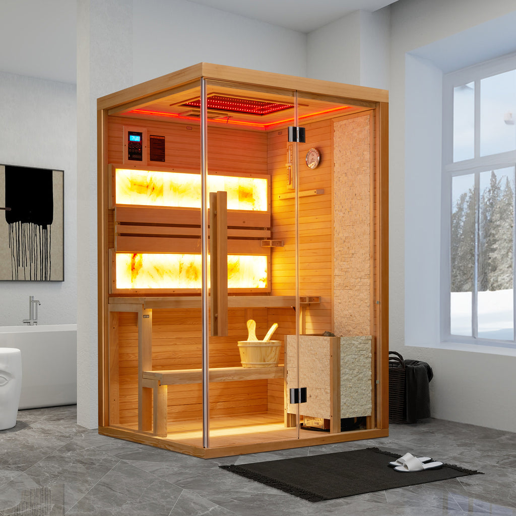 HOMREST Steam Sauna 2-3 Person with Abysm Light, 7-Color Therapeutic Lamp