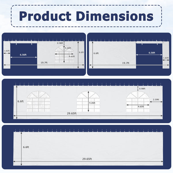 HOMREST 20x30ft 350G PVC Sidewalls (Please check with customer service before purchasing to confirm compatibility)